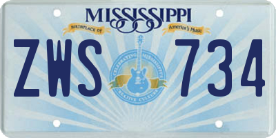 MS license plate ZWS734