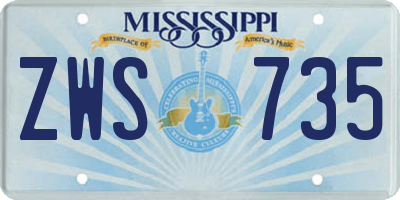 MS license plate ZWS735