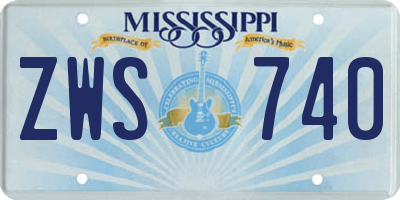 MS license plate ZWS740