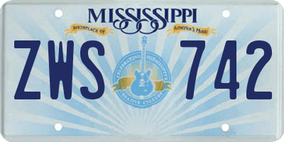 MS license plate ZWS742