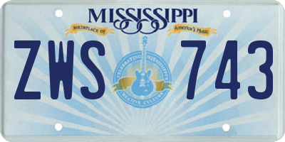 MS license plate ZWS743