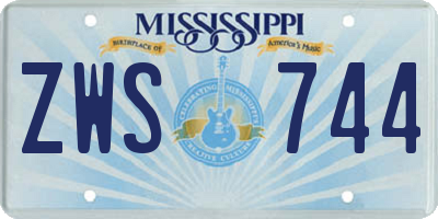 MS license plate ZWS744