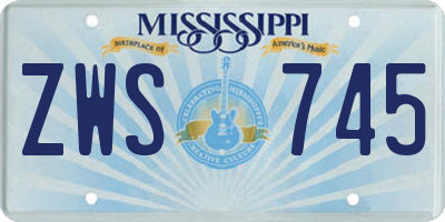 MS license plate ZWS745