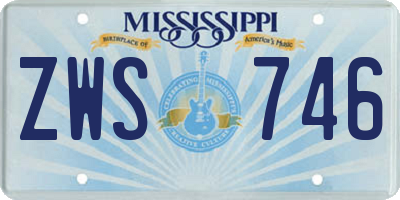 MS license plate ZWS746