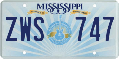 MS license plate ZWS747