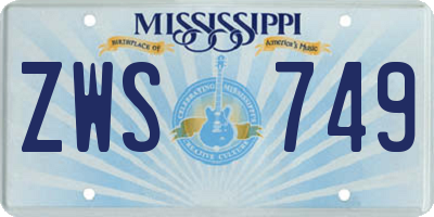 MS license plate ZWS749