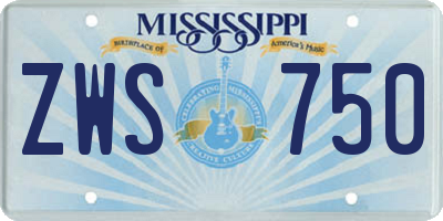 MS license plate ZWS750