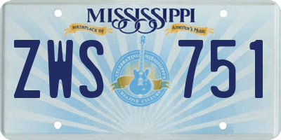 MS license plate ZWS751