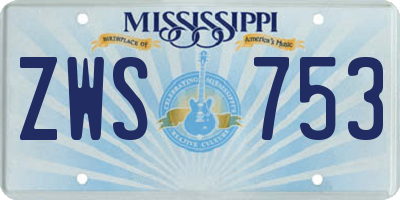 MS license plate ZWS753