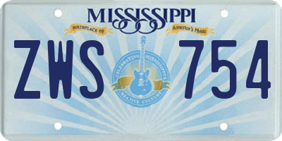 MS license plate ZWS754