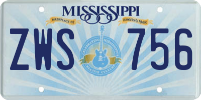 MS license plate ZWS756