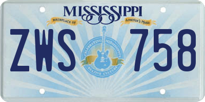 MS license plate ZWS758