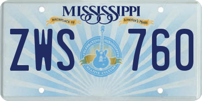 MS license plate ZWS760