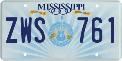 MS license plate ZWS761