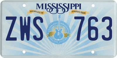 MS license plate ZWS763