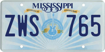 MS license plate ZWS765