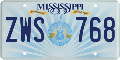 MS license plate ZWS768