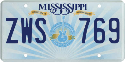 MS license plate ZWS769