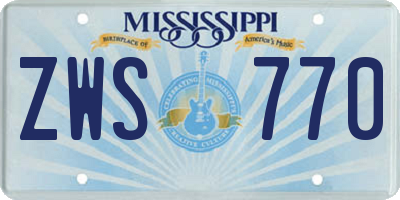 MS license plate ZWS770