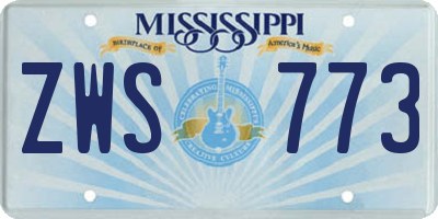 MS license plate ZWS773