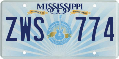 MS license plate ZWS774