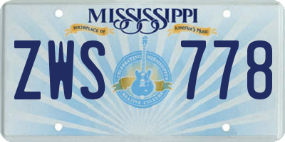 MS license plate ZWS778