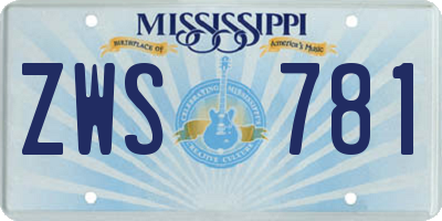 MS license plate ZWS781
