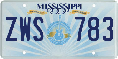 MS license plate ZWS783