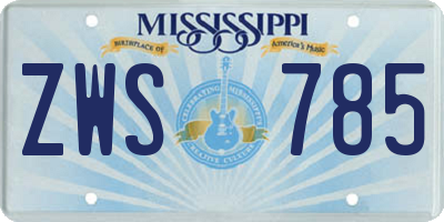 MS license plate ZWS785