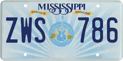 MS license plate ZWS786