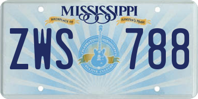MS license plate ZWS788