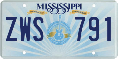 MS license plate ZWS791