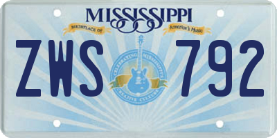 MS license plate ZWS792