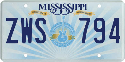 MS license plate ZWS794