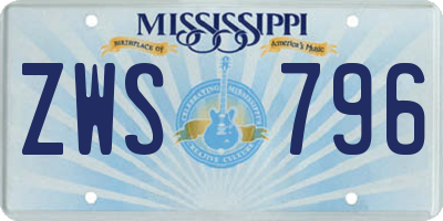 MS license plate ZWS796