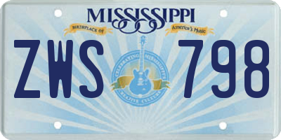 MS license plate ZWS798