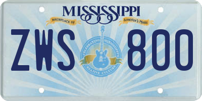 MS license plate ZWS800