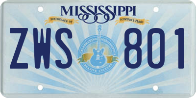 MS license plate ZWS801