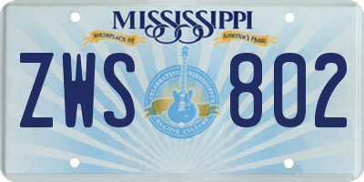 MS license plate ZWS802