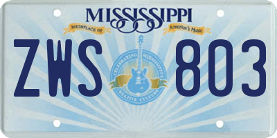 MS license plate ZWS803