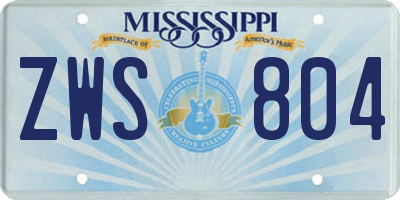 MS license plate ZWS804