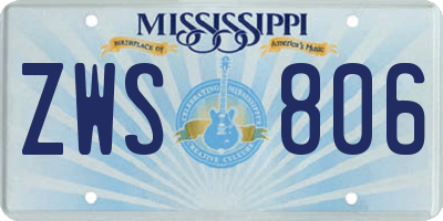 MS license plate ZWS806
