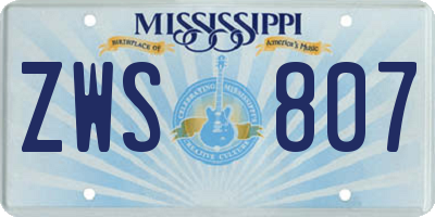 MS license plate ZWS807