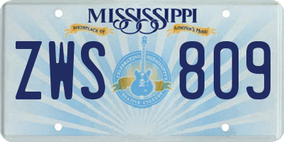 MS license plate ZWS809