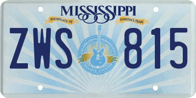 MS license plate ZWS815