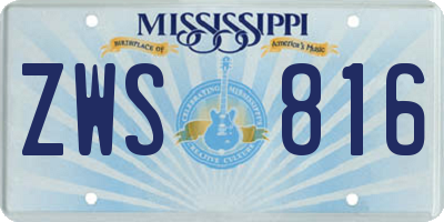 MS license plate ZWS816