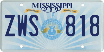 MS license plate ZWS818