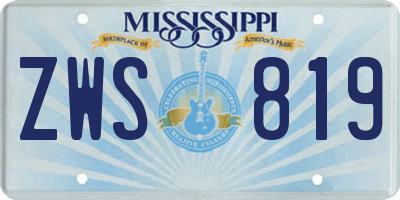 MS license plate ZWS819