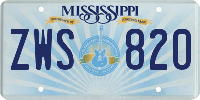 MS license plate ZWS820