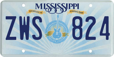 MS license plate ZWS824